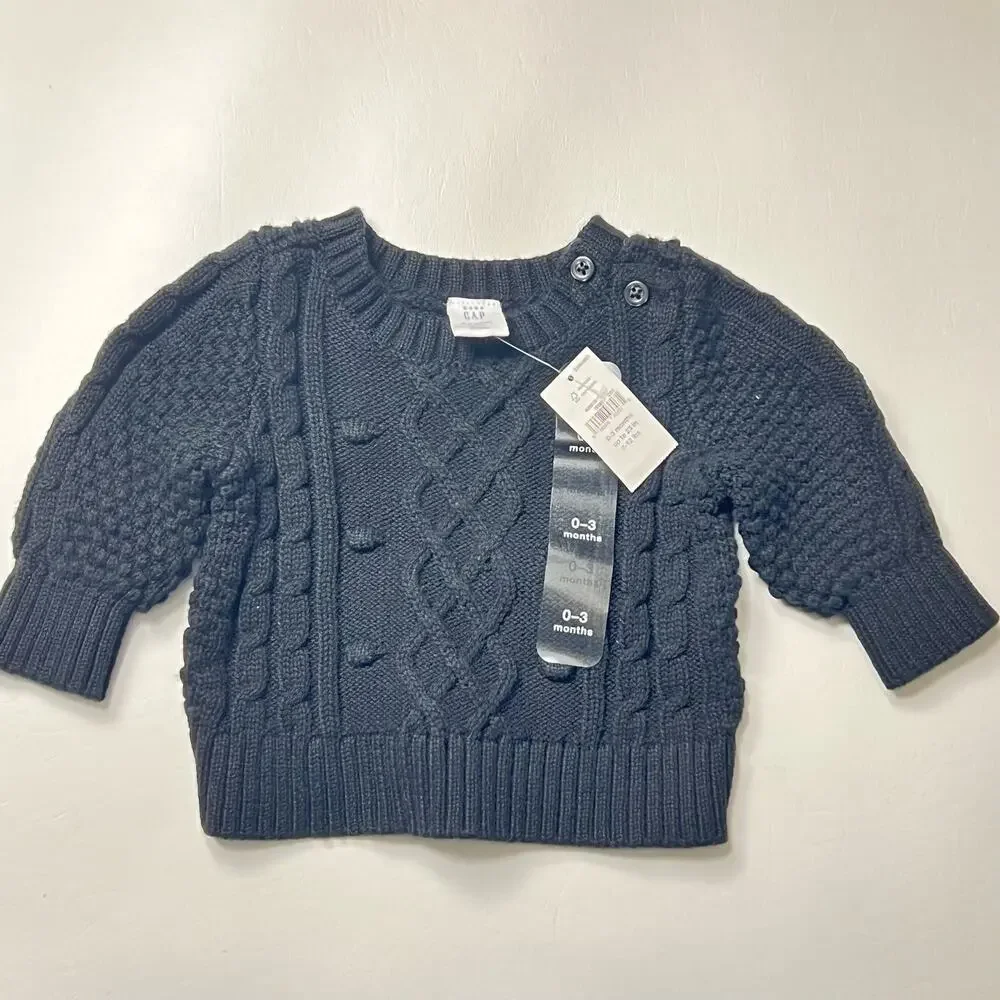 Baby Gap  Black Knitted Long Sleeve Sweater Sz 0-3M